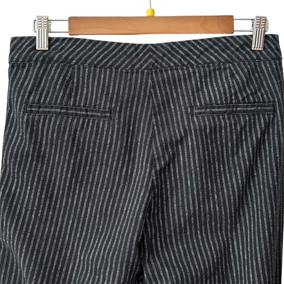 Sundance Flat Front Side Button Linen Blend Casual Dress Pant Sz 6 Black Stripe - Picture 4 of 6